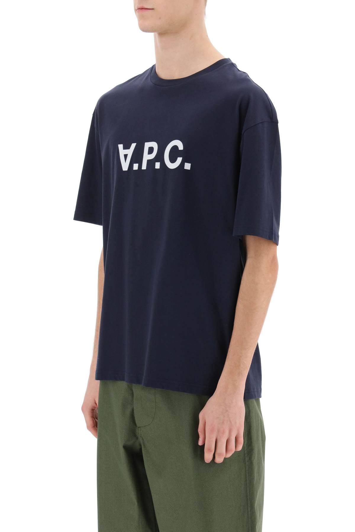 A.P.C. River T Shirt With Flocked Logo   Blue