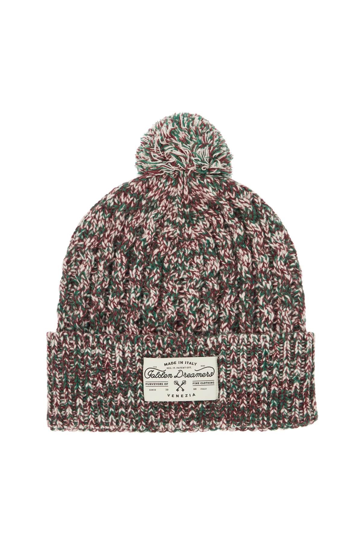 Golden Goose Multicolor Wool Beanie Hat With Pom Pom.