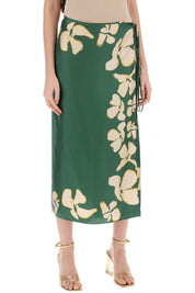 Raquel Diniz 'S Silk Floral Wrap Skirt   Green