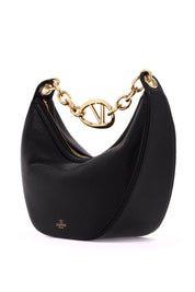 Valentino Garavani Small Vlogo Moon Hobo Bag   Black