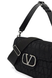 Valentino Garavani Iconographer Toile Shoulder Bag   Black