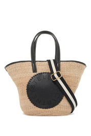 Stella Mc Cartney Raffia Shoulder Bag With Logo.   Beige