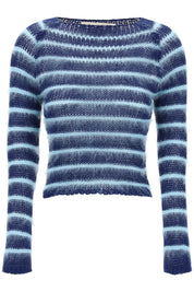 Marni Striped Cotton And Mohair Pullover   Blue