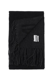 Ganni Logo Lettering Scarf   Black