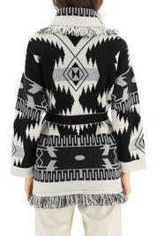 Alanui Icon Cardigan In Jacquard Cashmere   Black