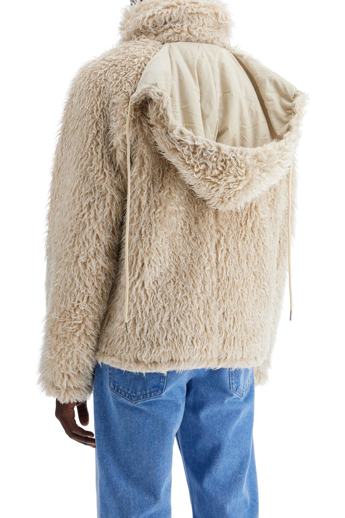 Marni Faux Fur Jacket With Removable Hood.   Neutral