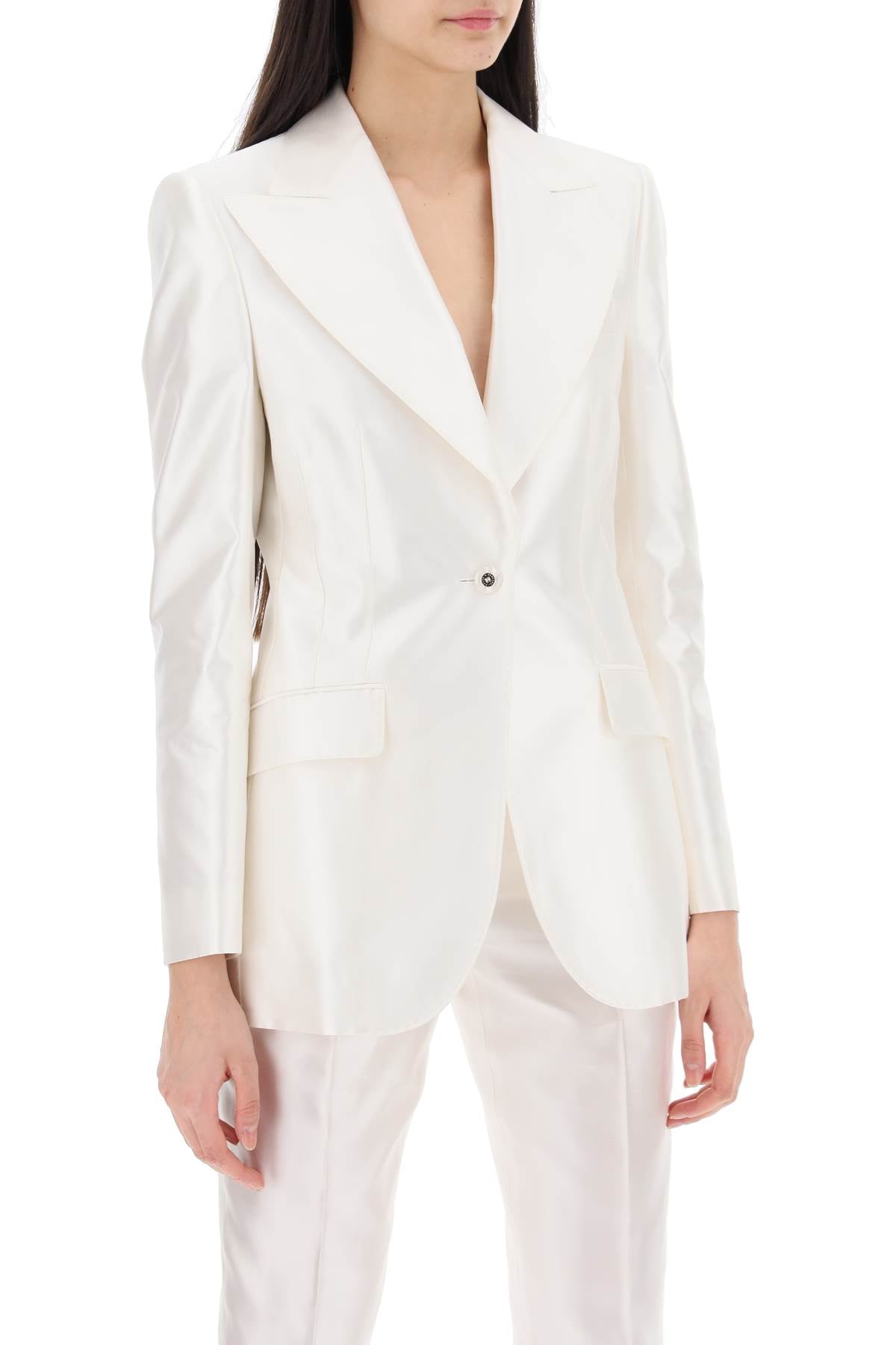 Dolce & Gabbana Turlington Jacket In Silk Mikado   White