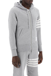 Thom Browne 4 Bar Zip Up Hoodie   Grey