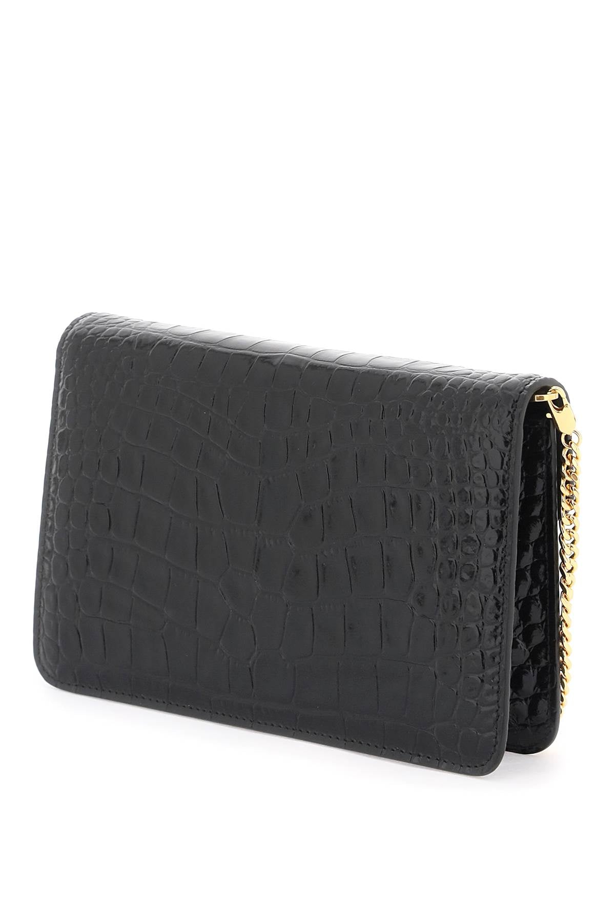 Tom Ford Whitney Crocodile Print Shoulder Bag.   Black