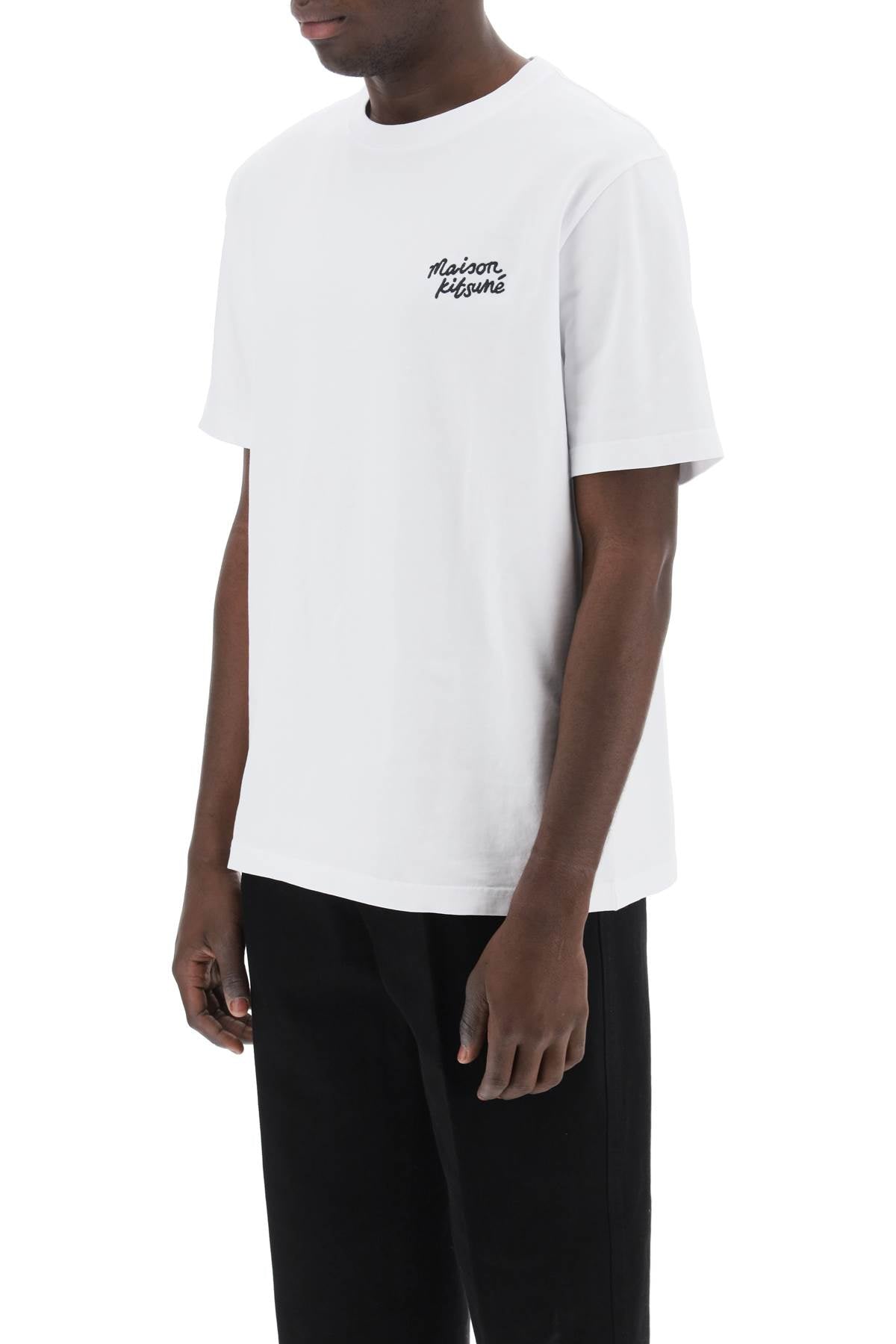 Maison Kitsune T Shirt With Logo Lettering   White