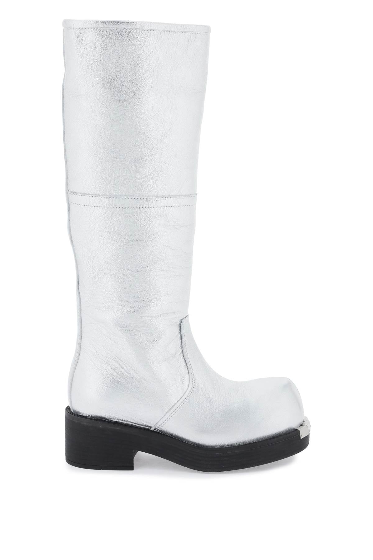 Mm6 Maison Margiela Laminated Leather Boots   Silver