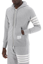 Thom Browne 4 Bar Zip Up Hoodie   Grey