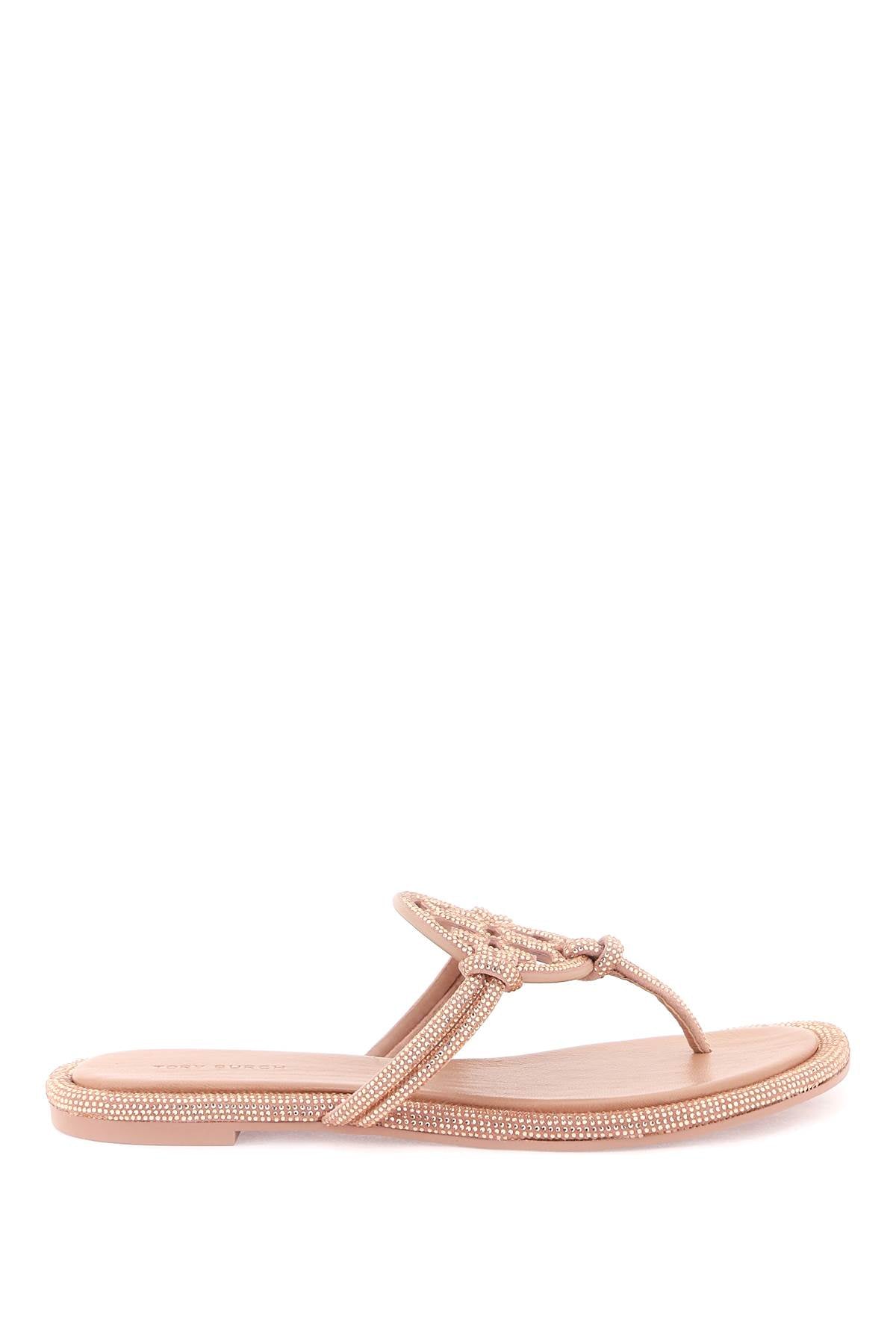 Tory Burch Pavé Leather Thong Sandals   Pink