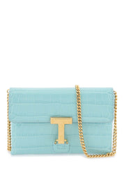 Tom Ford Croco Embossed Leather Mini Bag   Light Blue