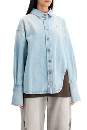 The Attico Denim Overshirt With Slit Detail   Blue