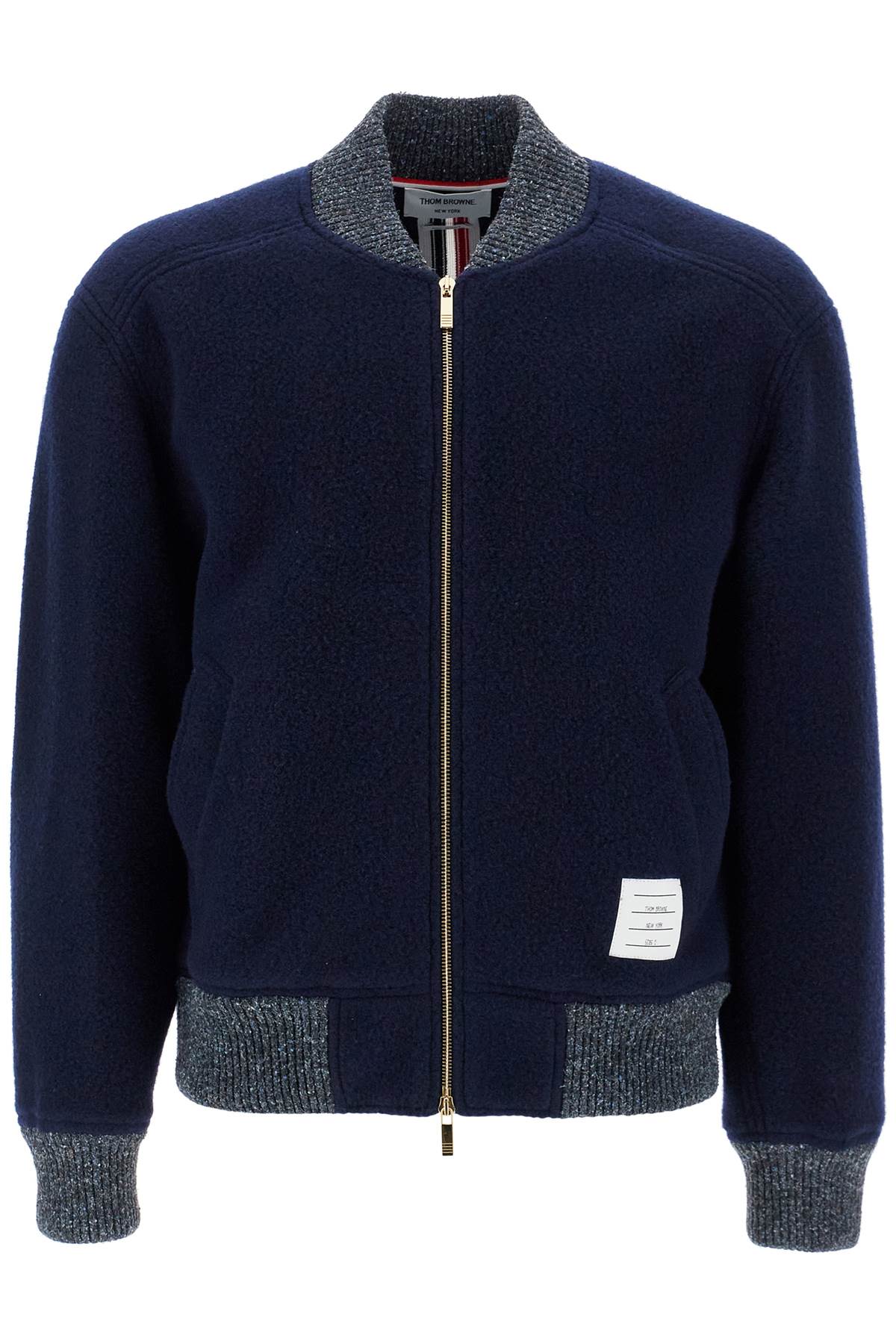 Thom Browne Woolen Fleece Bomber Jacket   Blue