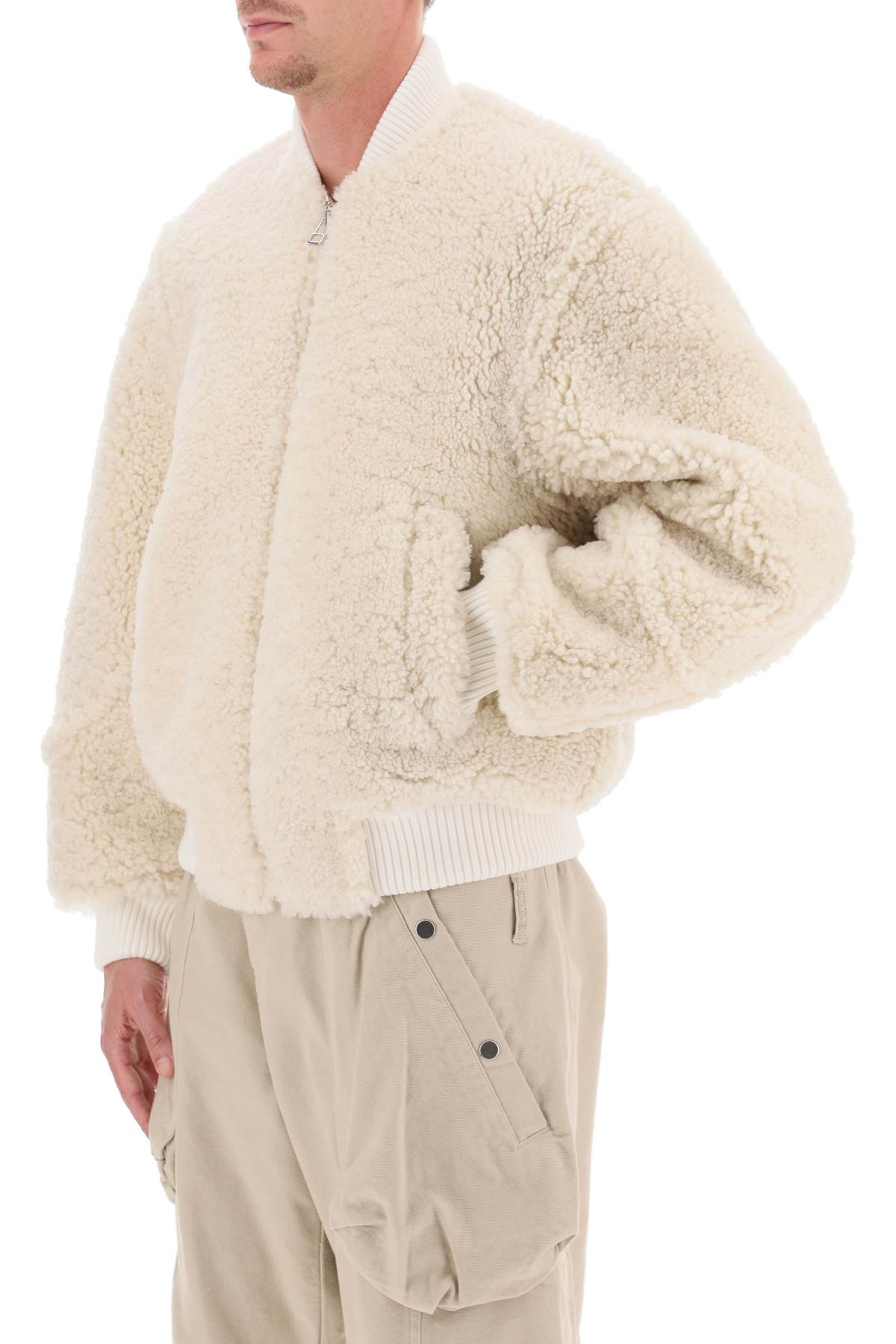 Jacquemus Le Blouson Pilou Shearling Bomber Jacket   White