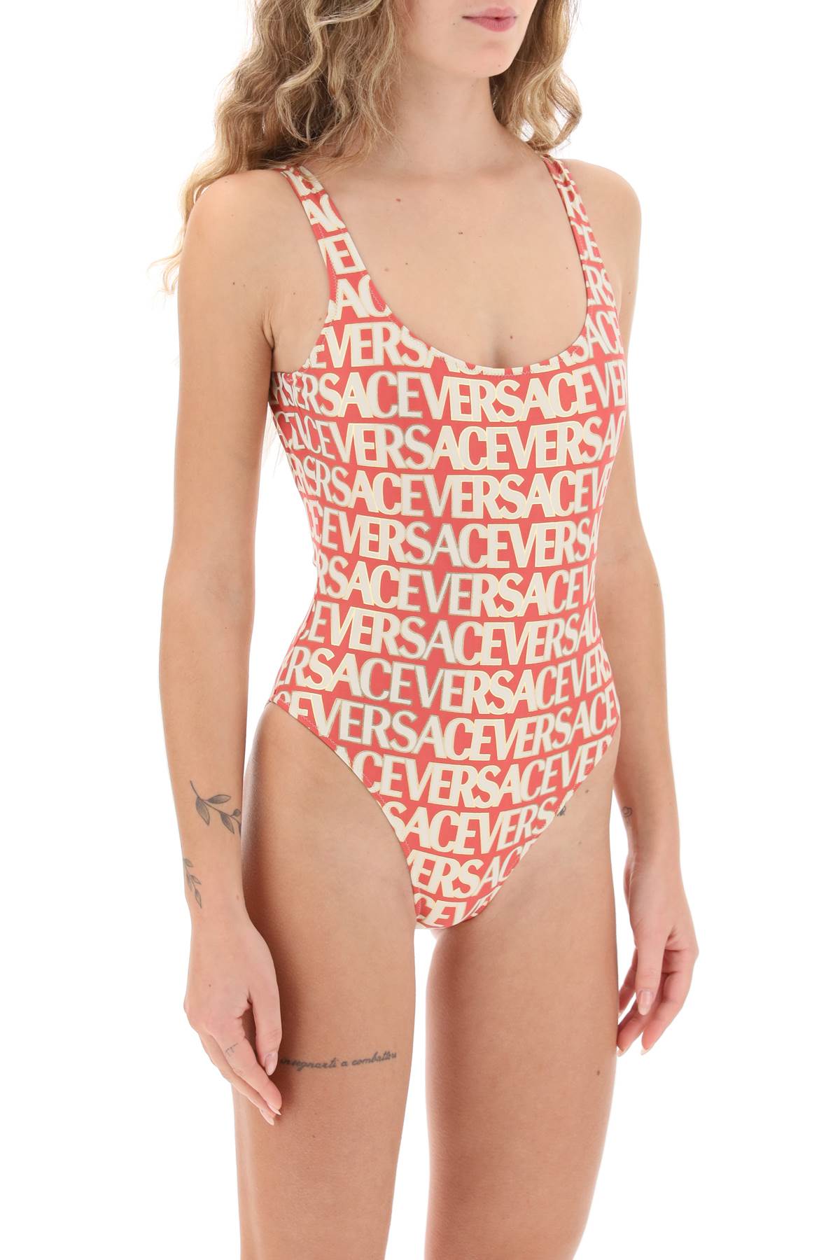 Versace Allover One Piece Swimwear   Fuchsia