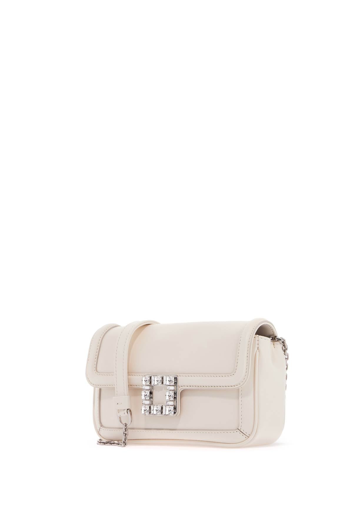 Roger Vivier Mini Leather Très Vivier Bucket Bag   White