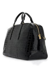 Tom Ford Embossed Crocodile Leather Buckley D   Black