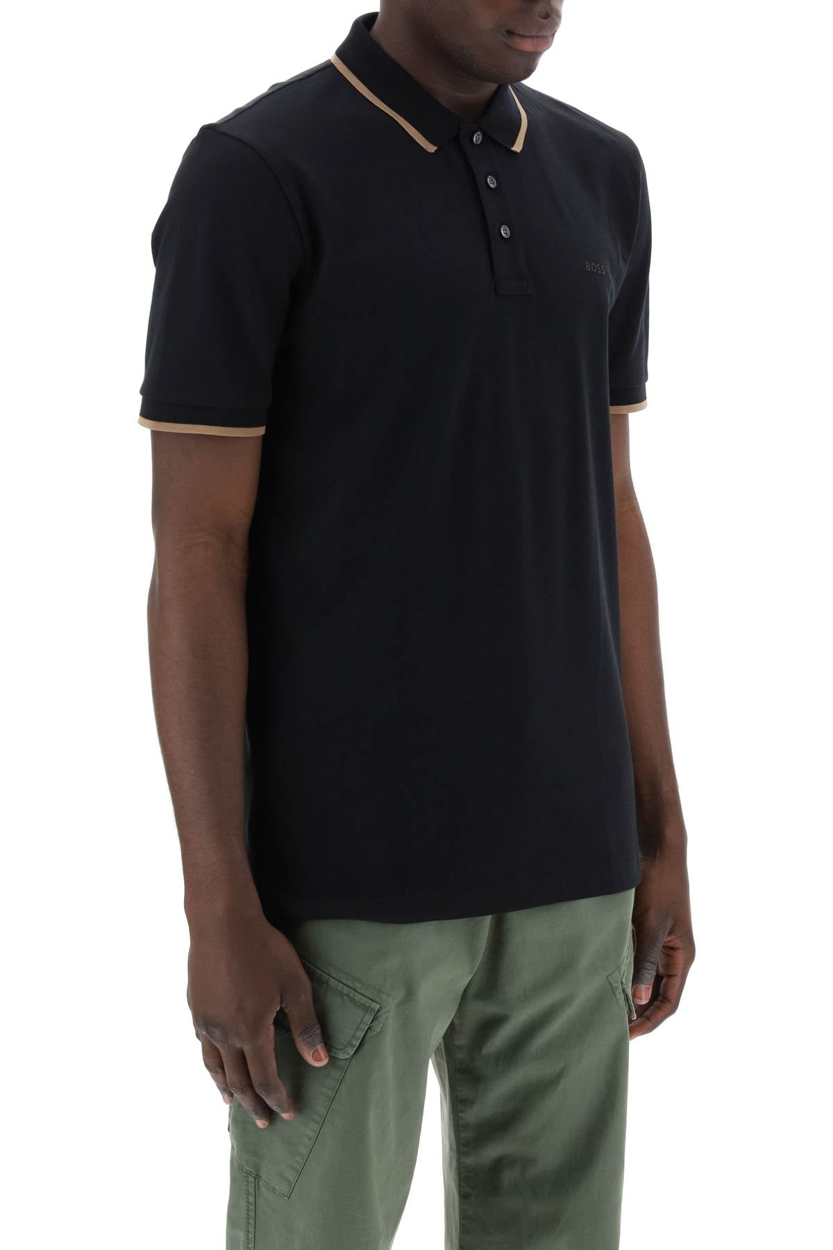 Boss Polo Shirt With Contrasting Edges   Black