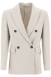 Brunello Cucinelli Twill Jacket With Monile Detail   Beige