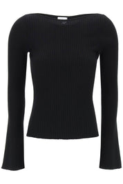 Courreges Ribbed Knit Pullover Sweater   Black