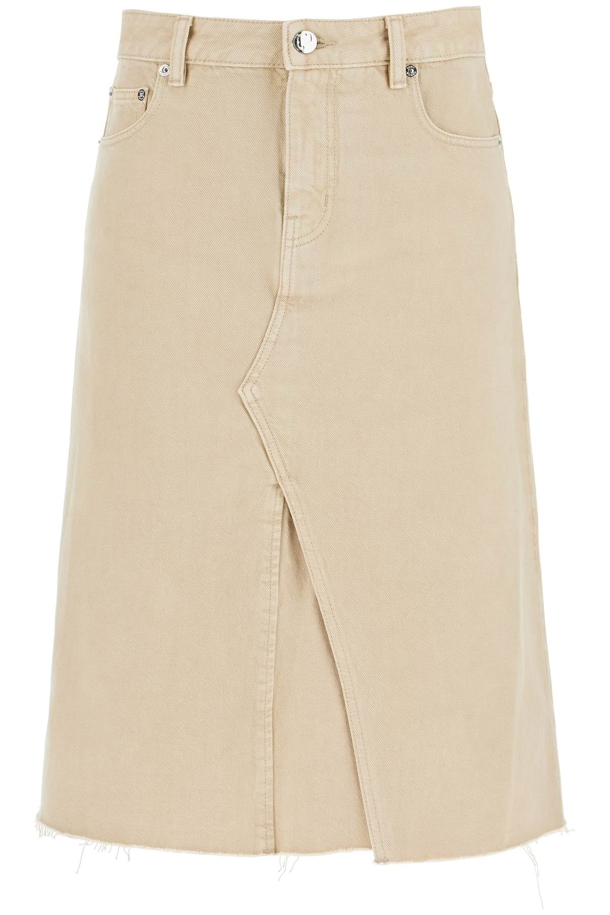 Tory Burch Denim Trapeze Skirt With   Beige