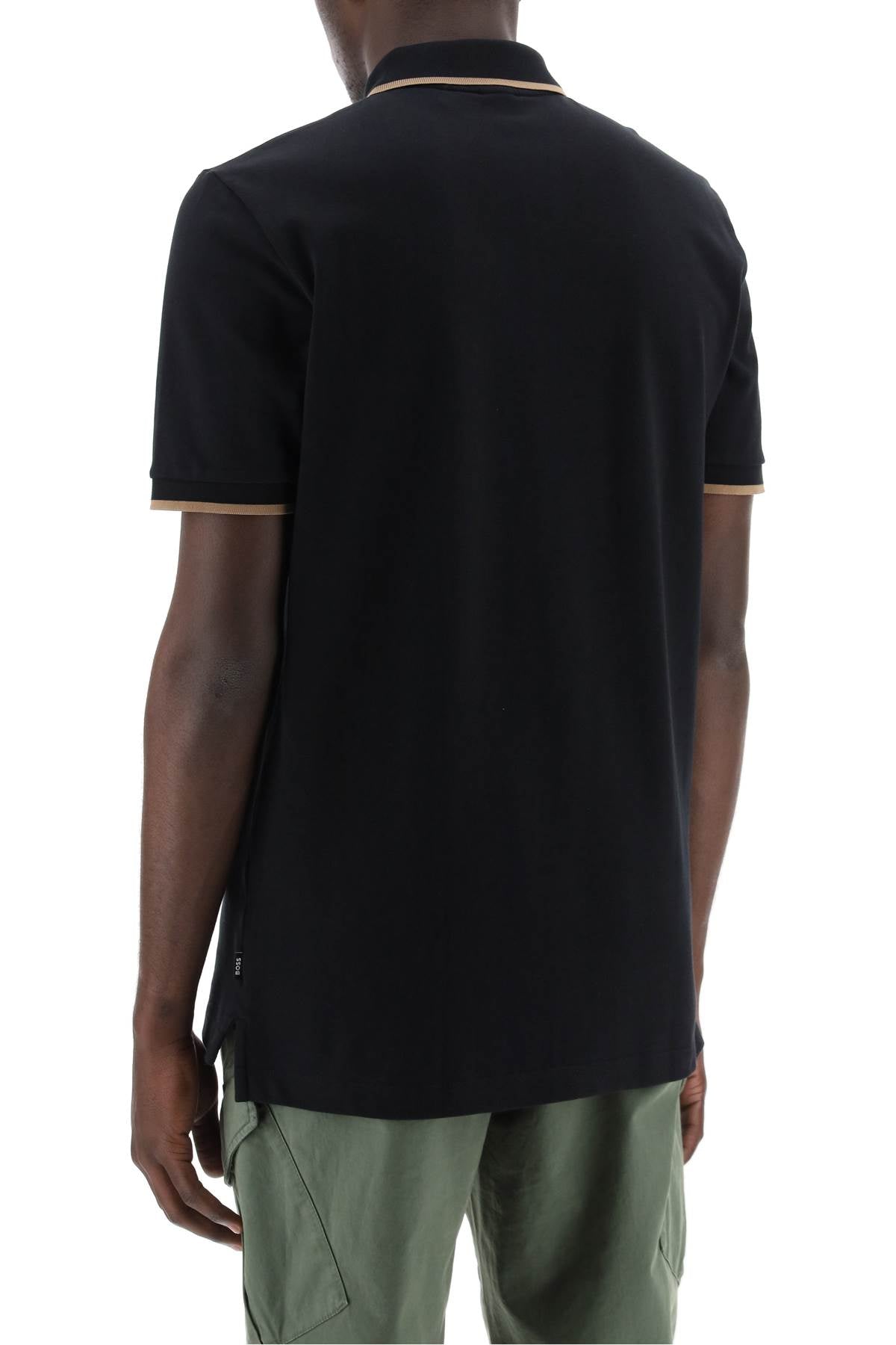 Boss Polo Shirt With Contrasting Edges   Black