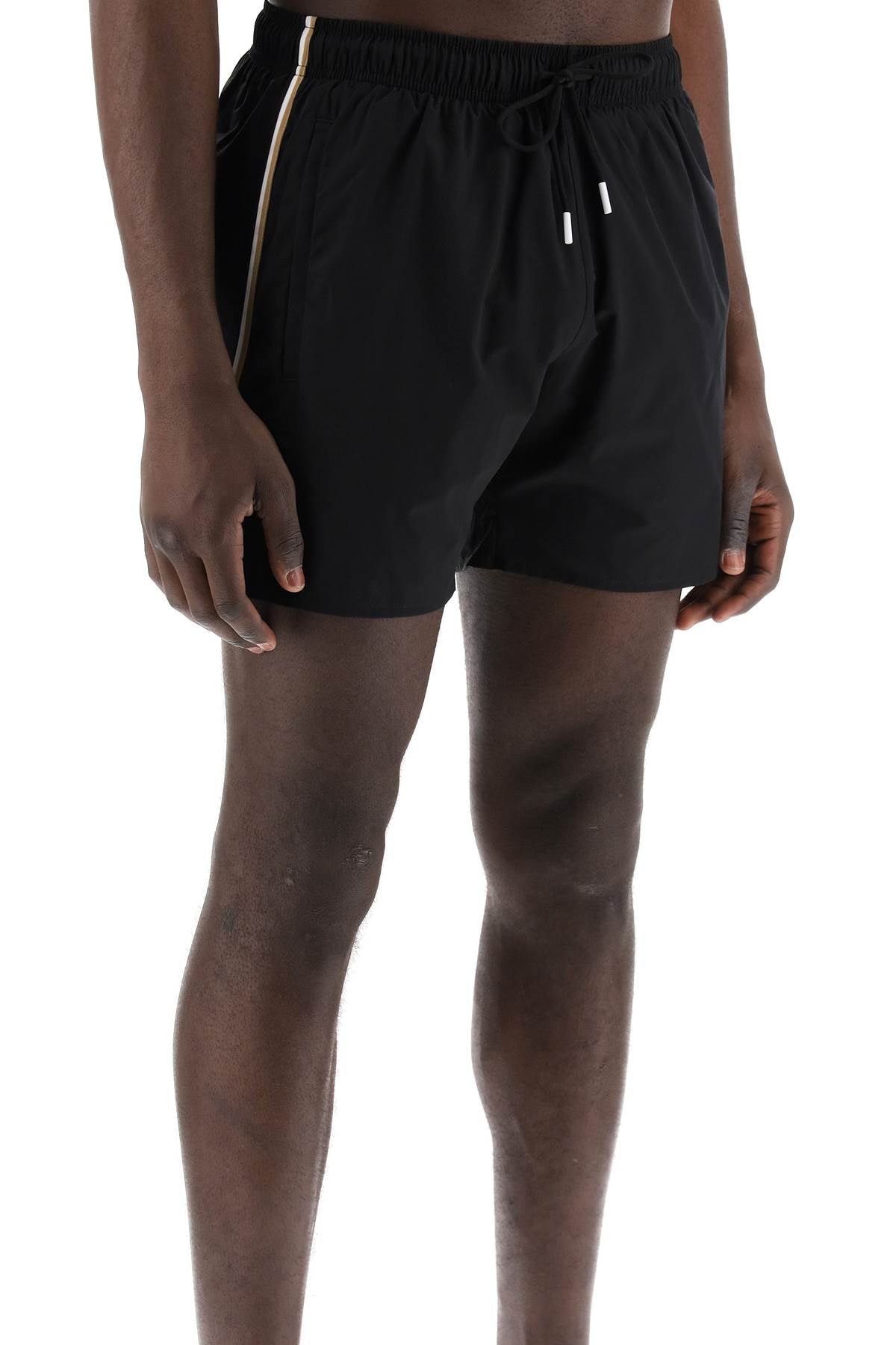 Boss Replace With Double Quoteseaside Bermuda Shorts With Tr   Black