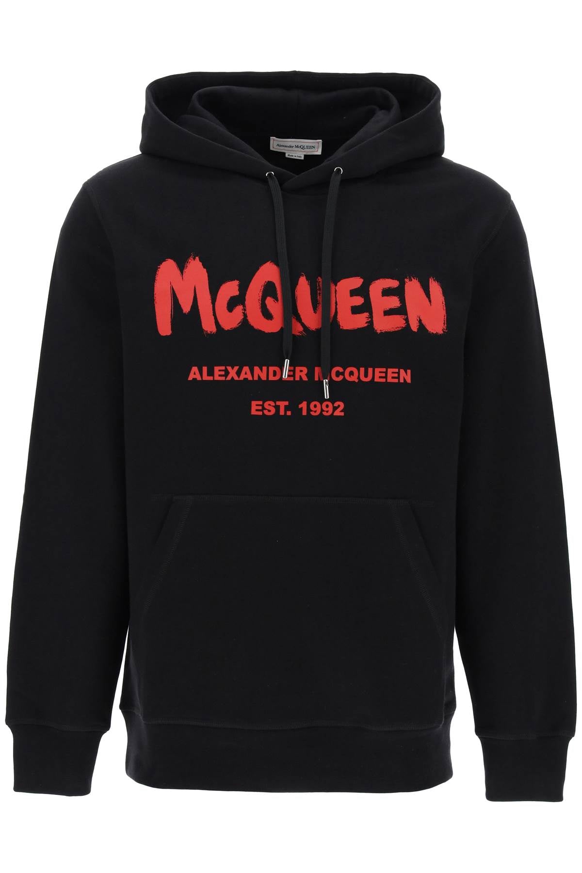 Alexander Mcqueen Graffiti Hoodie   Black