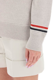 Thom Browne Turtleneck Sweatear With Tricolor Intarsia   Grey