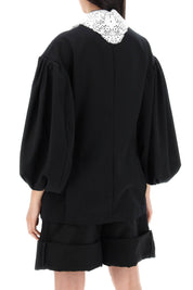 Simone Rocha Replace With Double Quoteoversized Blazer With Lace   Black