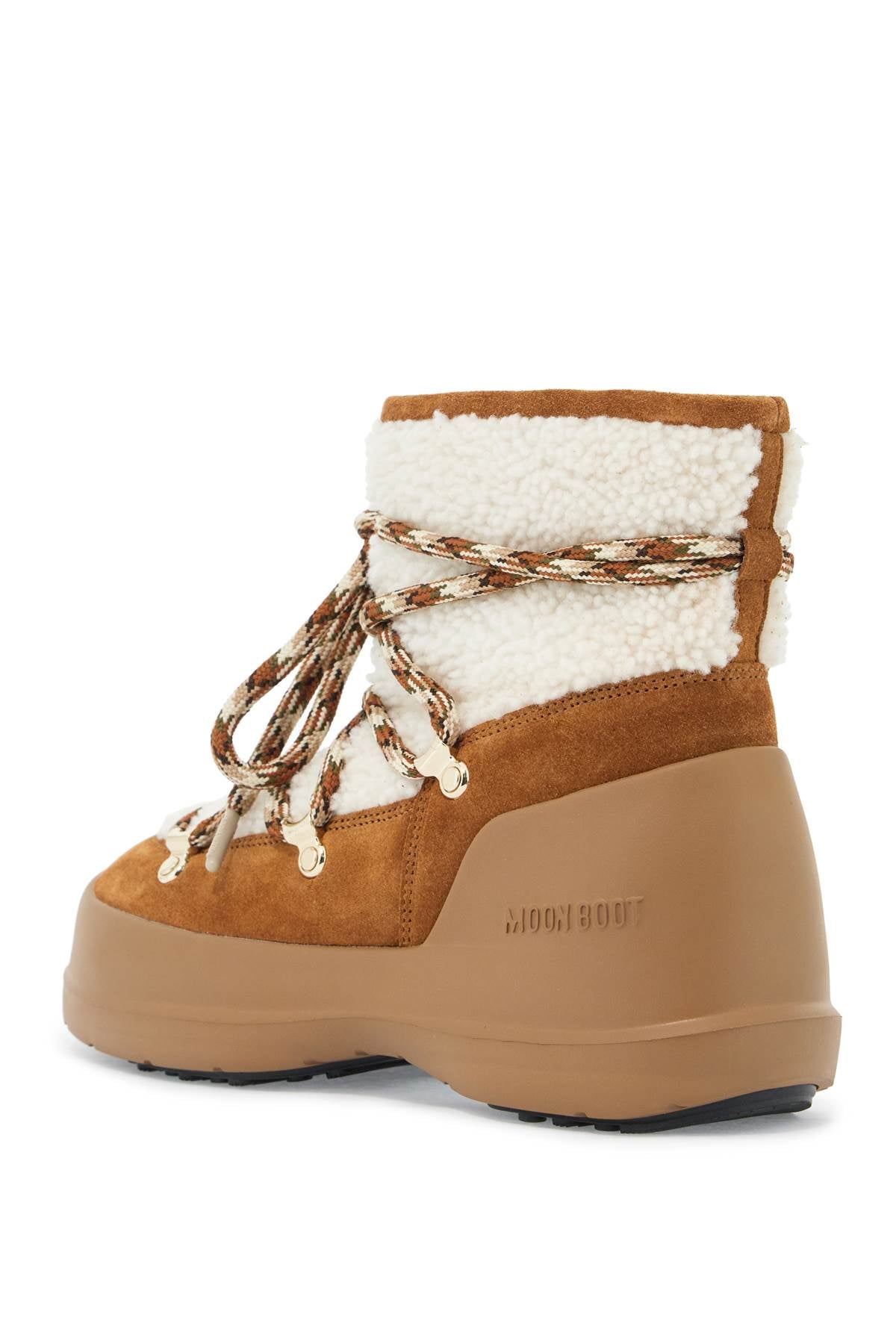 Moon Boot Luna Suede And Shearling Ankle Boots.   Brown