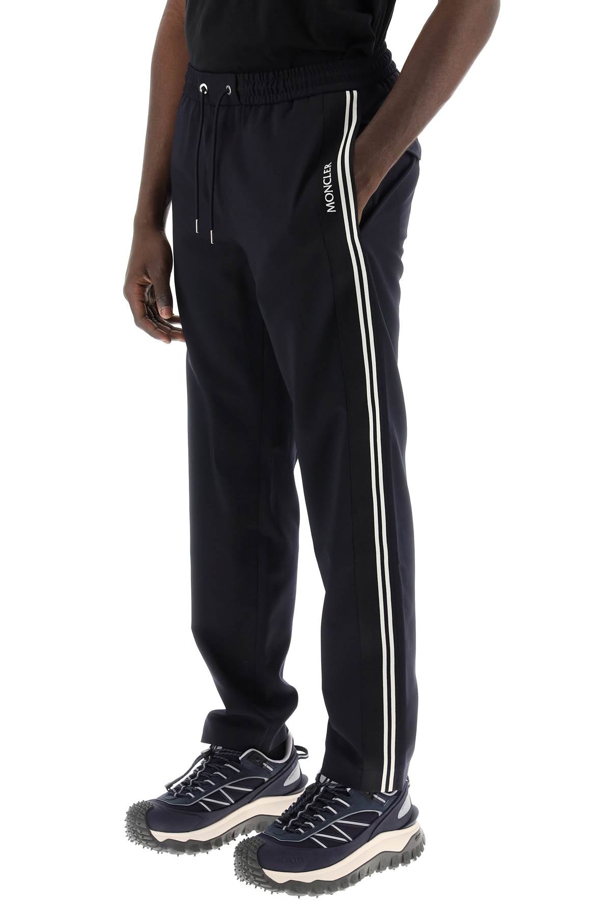 Moncler Sporty Pants With Side Stripes   Blue