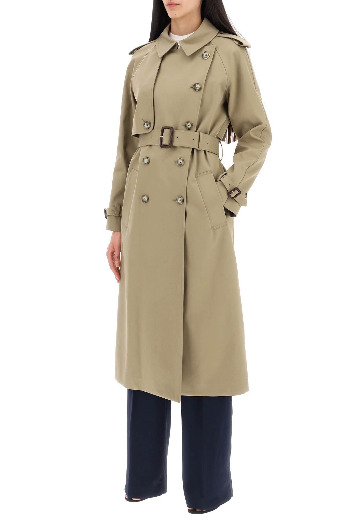 Stella Mc Cartney Sustainable Cotton Double Breasted Trench   Khaki