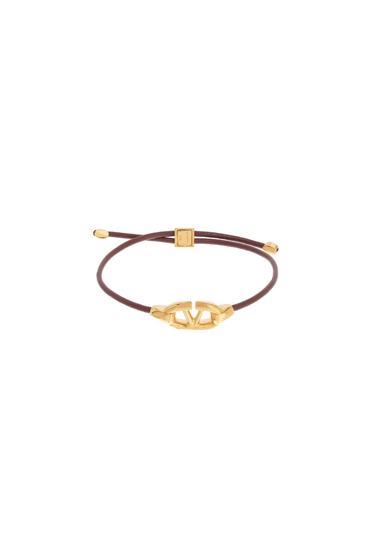 Valentino Garavani Leather Vlogo Bracelet 'The Bold   Brown