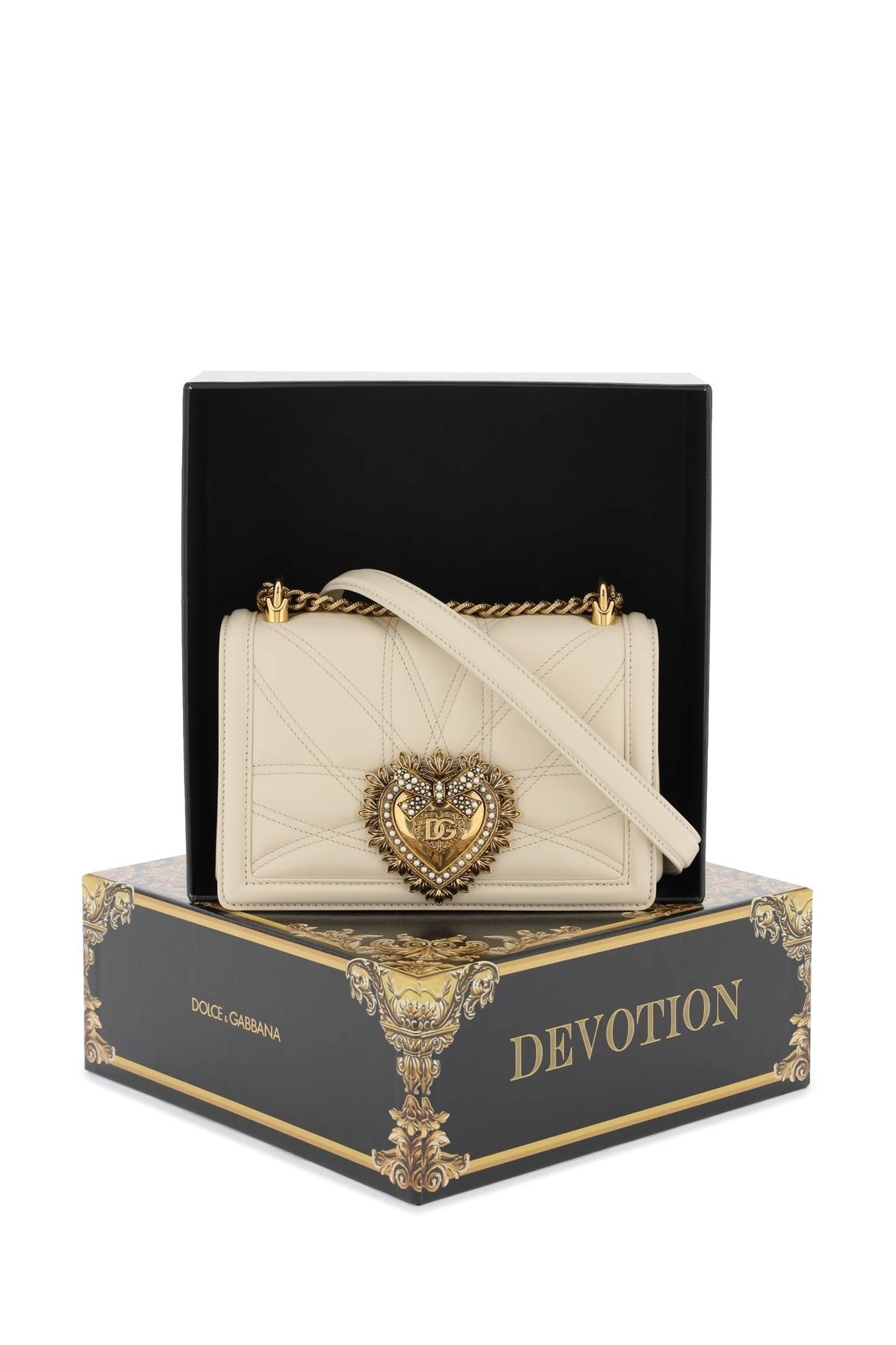 Dolce & Gabbana Medium Devotion Bag In Quilted Nappa Leather   White