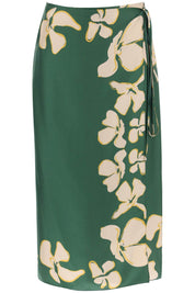 Raquel Diniz 'S Silk Floral Wrap Skirt   Green