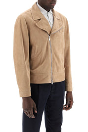 Brunello Cucinelli Suede Biker Jacket In Leather   Beige