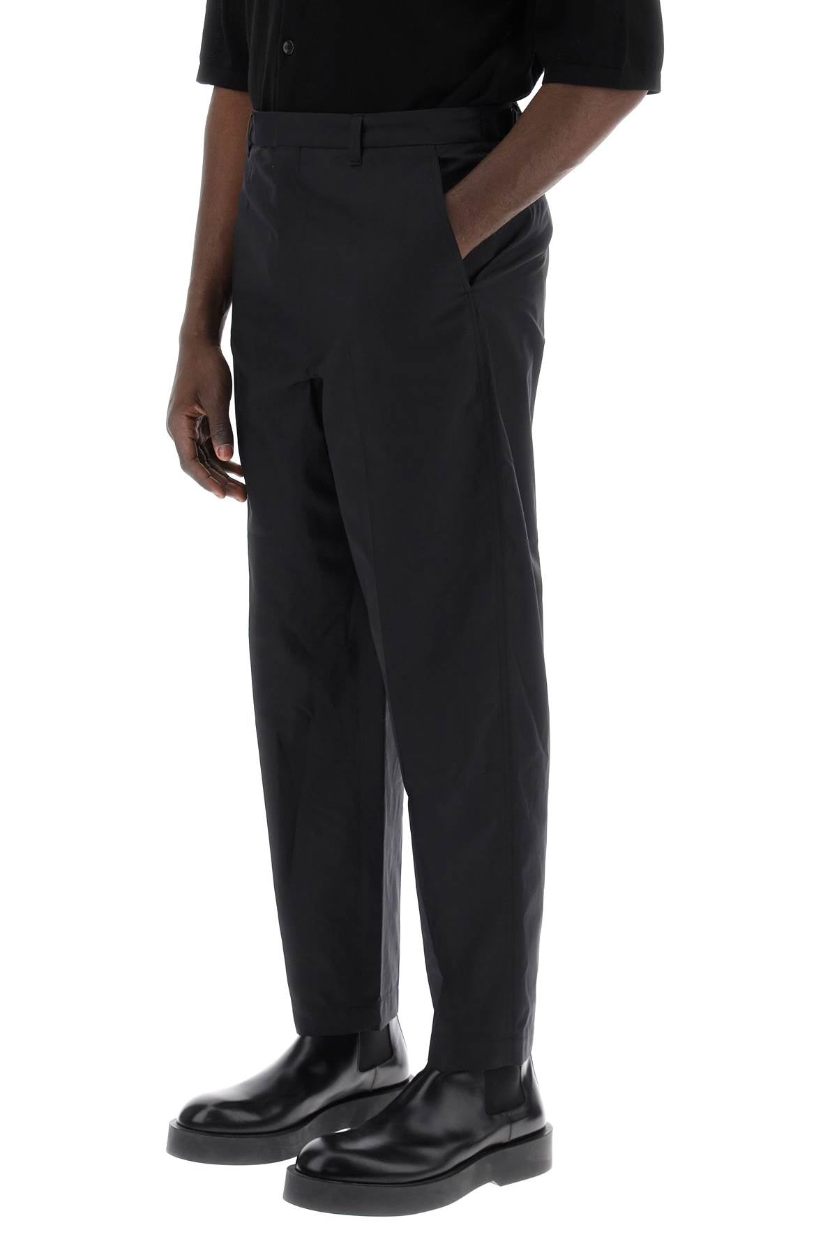 Lemaire Cotton And Silk Carrot Pants For Men   Black