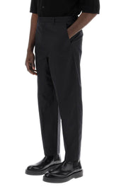 Lemaire Cotton And Silk Carrot Pants For Men   Black