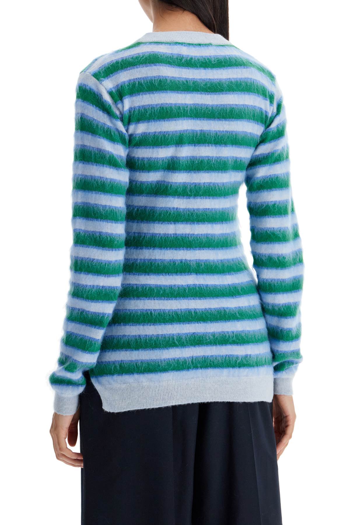 Marni Striped Crewneck Pullover   Light Blue