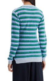 Marni Striped Crewneck Pullover   Light Blue