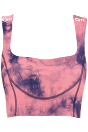 Off White Tie Dye Sports Bra   Pink