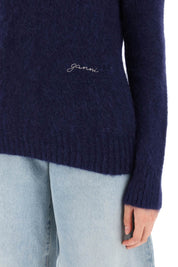 Ganni Brushed Alpaca And Wool Sweater   Blue