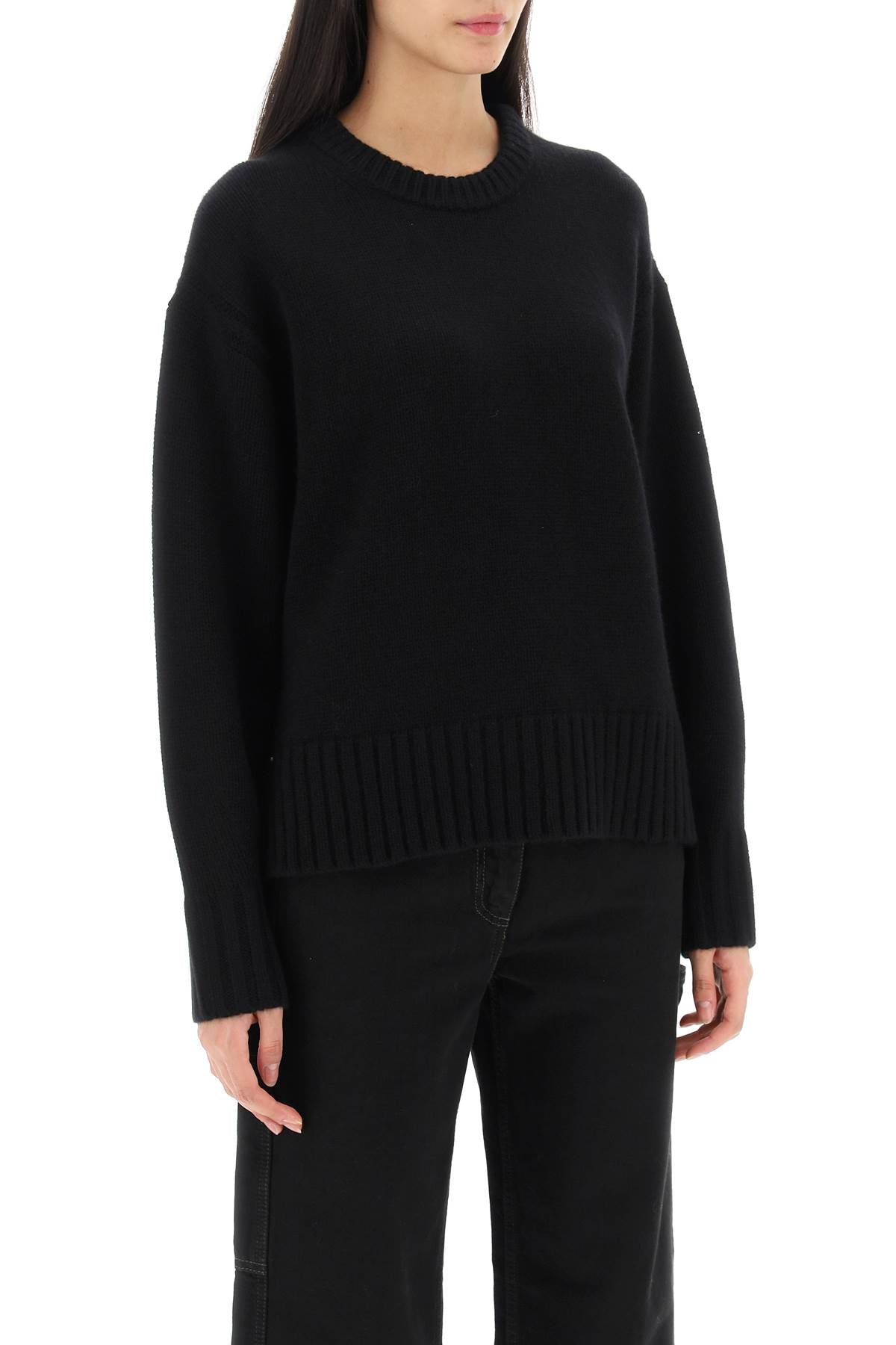 Guest In Residence Crew Neck Sweater In Cashmere   Black