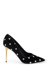 Balmain Polka Dot Velvet Pumps   Black