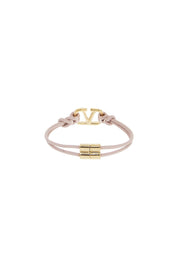 Valentino Garavani Leather Vlogo Signature Bracelet   Gold