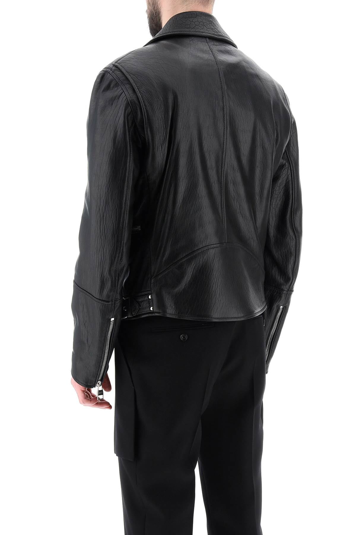 Alexander Mcqueen Leather Biker Jacket   Black